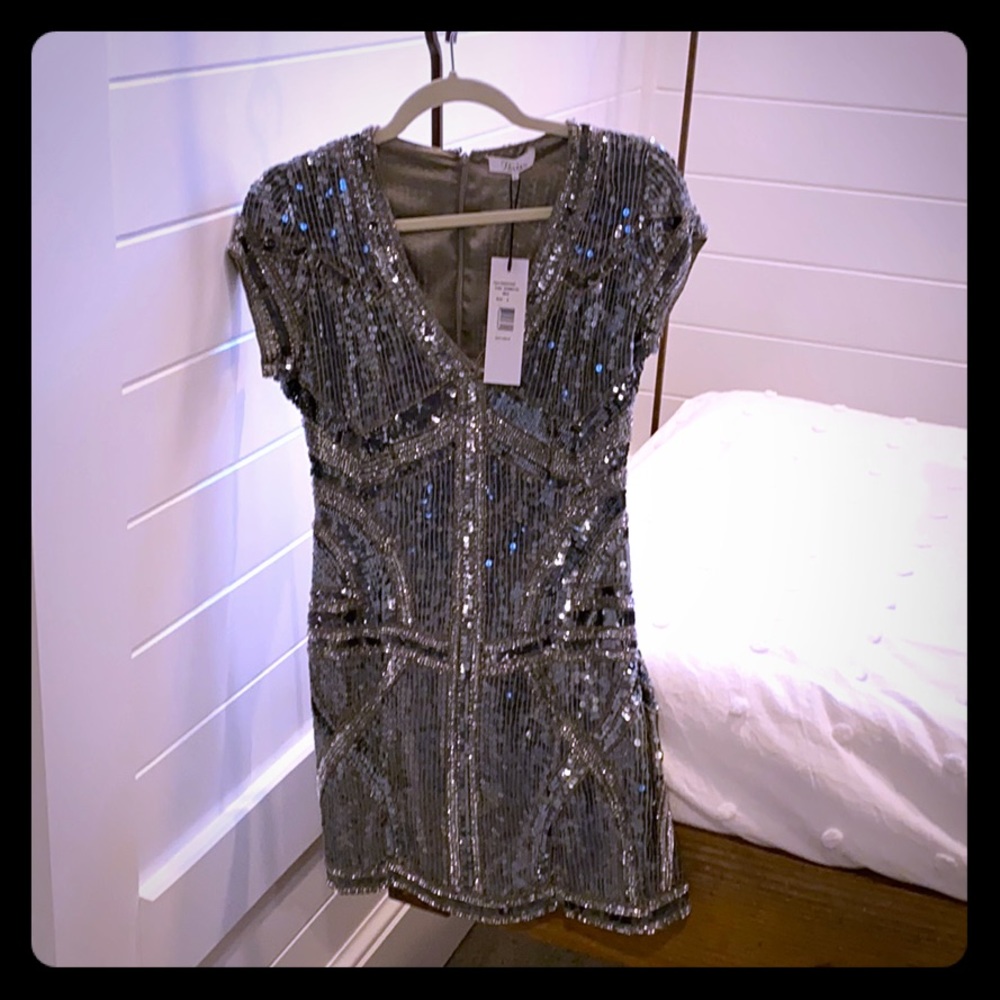 Parker Gunmetal Sequin Dress